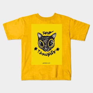 Zero Thoughts Meow Meow | Yellow Version Kids T-Shirt